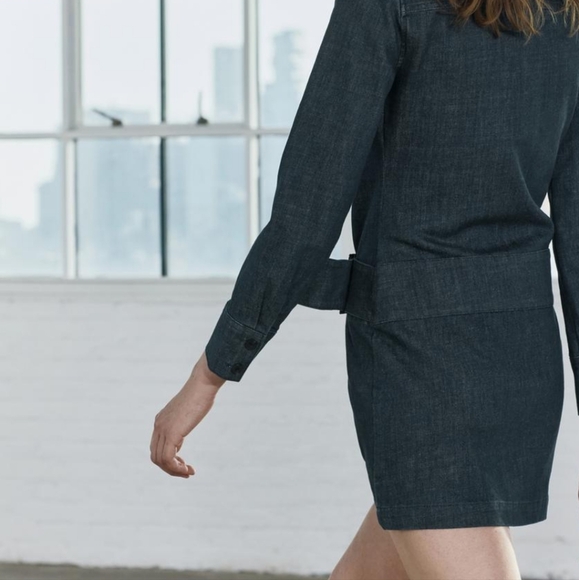 Zara Denim Blue Belted Dress Size XS - Picture 10 of 16